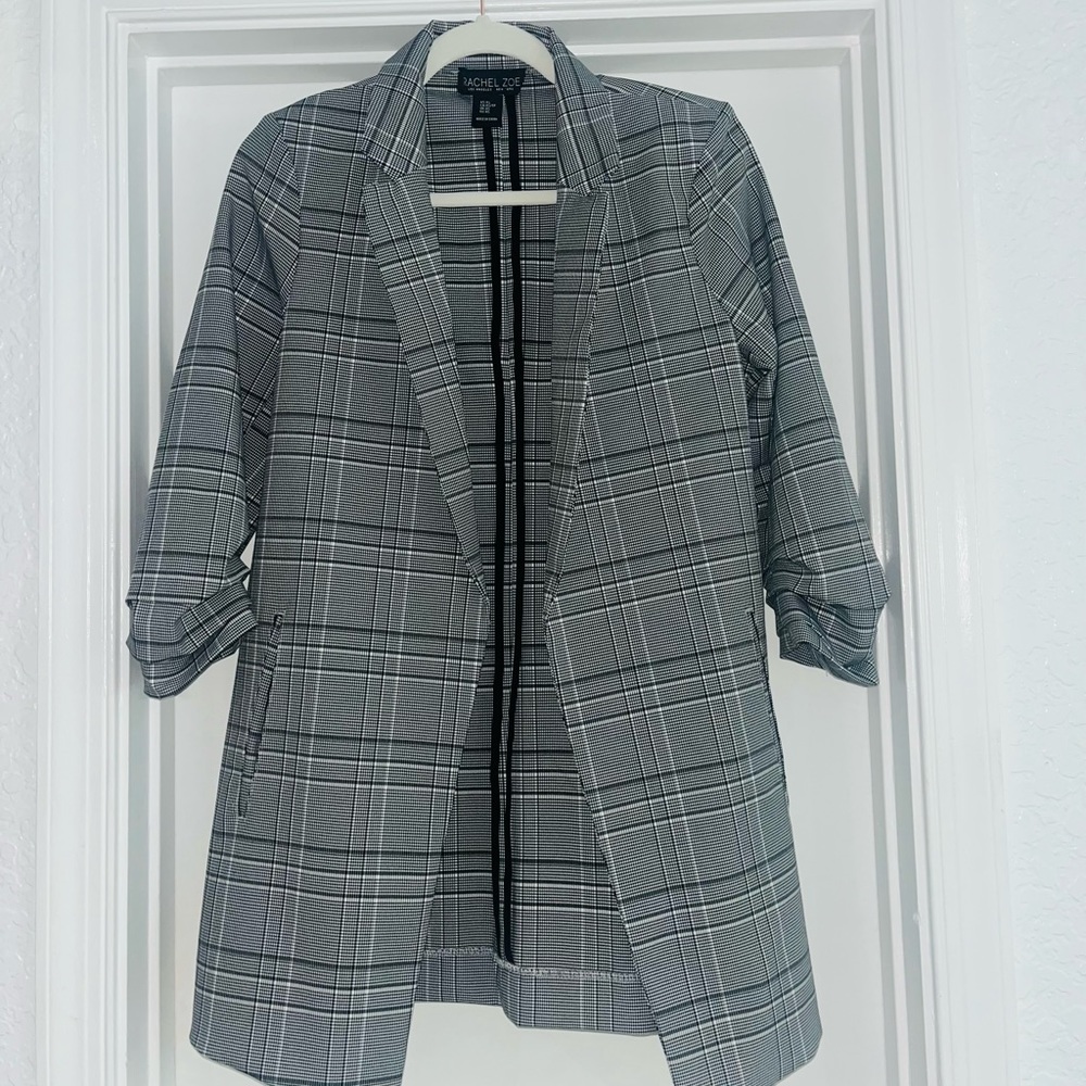 Black and white plaid blazer